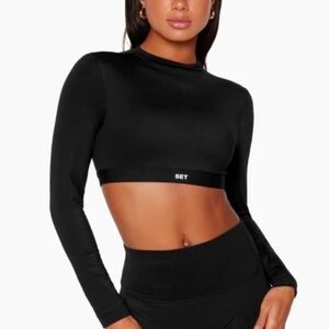 SET Active Black Long Sleeve Crop Top
